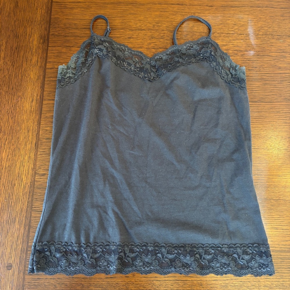 Van Heusen Womens Brown Lace Trim Cami Tank Top Adjustable Straps Medium - Picture 1 of 6